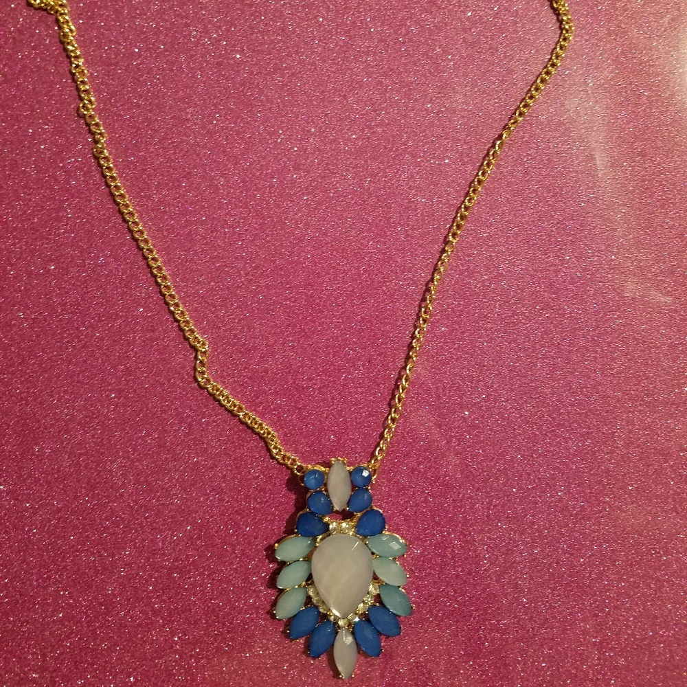 Blue and Gold costume jewelry necklace